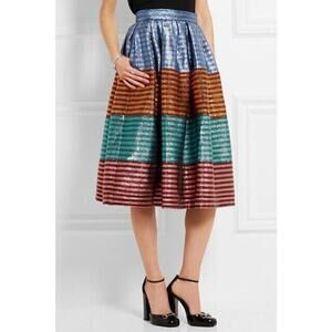 House Of Holland Tequila Skirt Women's 10 US 14UK Metallic Stripes High Waist